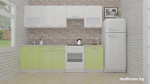 Кухня ВерсоМебель ЭкоЛайт-5 2.4 (белый/нежно-зеленый)