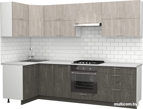 Готовая кухня S-Company Клео крафт 1.2x2.8 левая (железный камень/бетонный камень)