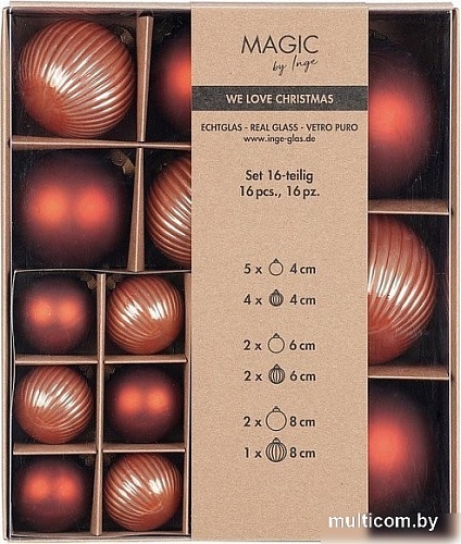 Елочная игрушка Inge's Christmas One-Two-Tree! 16408P418 (16шт, терракотовый)