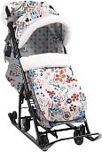 Санки-коляска Nika Ника детям 7-5 (цветочный светлый)