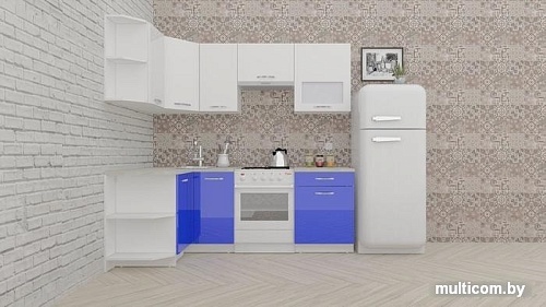 Угловая кухня ВерсоМебель ЭкоЛайт-6 1.2x2.2 правая (белый/глубокий синий)
