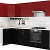 Готовая кухня S-Company Клео глосc 1.2x2.8 левая (черный глянец/бургундский глянец)