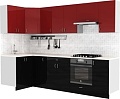 Готовая кухня S-Company Клео глосc 1.2x2.8 левая (черный глянец/бургундский глянец)