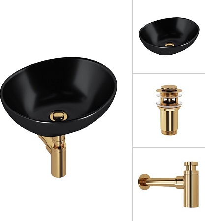 Умывальник Lauter 21652-A + клапан 21190G + сифон 21635G (золото)