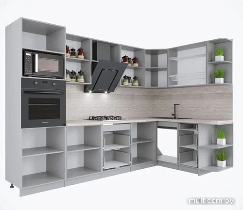 Готовая кухня Интерлиния Мила Крафт 1.68x3.0 правая (дуб английский)