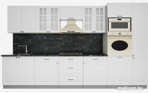 Готовая кухня Интерлиния Мила Деко 3.6 (белый-белый-кастилло темный)