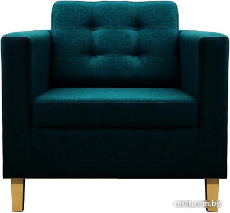 Интерьерное кресло Brioli Дилли клетка Д (рогожка, J17 темно-синий/светлые ножки)