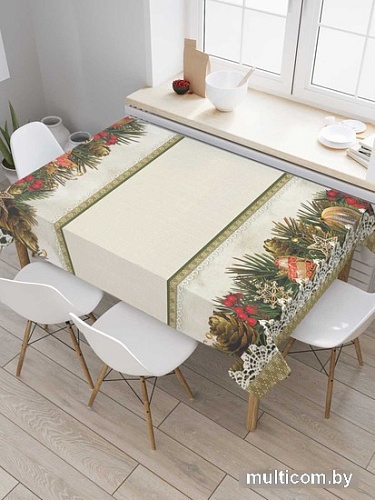 Скатерть JoyArty Новогодний ажур tcox_37062_180x145