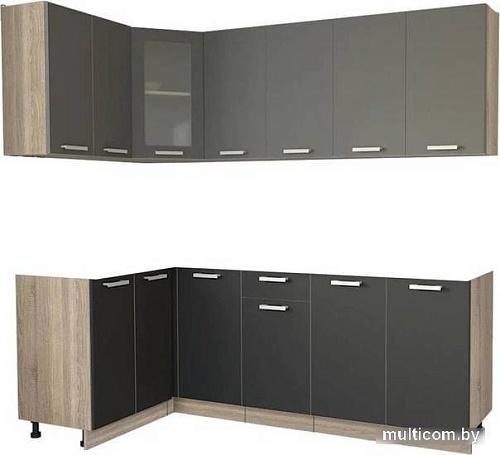 Готовая кухня Интерлиния Мила 12x22 без столешницы (серебристый/антрацит)