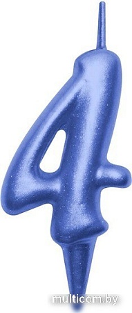 Свеча для торта Мультидом Овал Цифра 4 МС5-44 (синий)