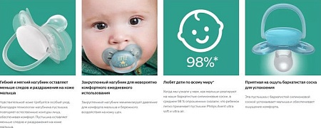 Пустышка Philips Avent Ultra Soft SCF091/15 (лист/птичка)