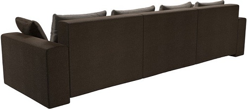 Диван Лига диванов Майами Long 69 (рогожка коричневый/подушки бежевые/коричневые)