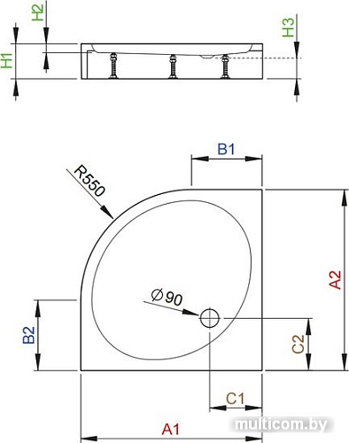 Душевой поддон Radaway Patmos A Compact 90x90 [4S99155-05]