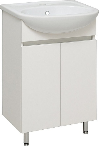 Runo Тумба с умывальником Runo Лада 50 + Уют 50 (напольная, белый)