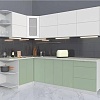 Угловая кухня Интерлиния Мила Матте 1.5x2.5 А левая (белый/мята/опал светлый)