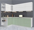 Угловая кухня Интерлиния Мила Матте 1.5x2.5 А левая (белый/мята/опал светлый)