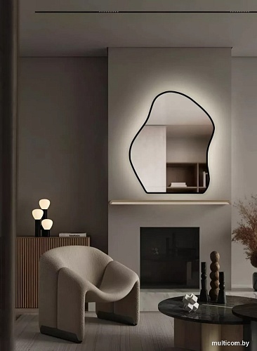 Зеркало eMZe 76x92 LED.CLOUD.UV.76.92.CHE.4K (черный с УФ-окантовкой и подсветкой)