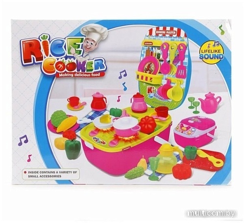 Детская кухня Наша Игрушка Плита с набором посуды продуктов 3807