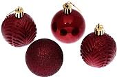 Елочная игрушка Серпантин Микс фактур шар 5 см 4 шт (темный рубин) 201-0829