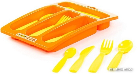Набор игрушечной посуды Полесье Алиса Лоток со столовыми приборами 40701