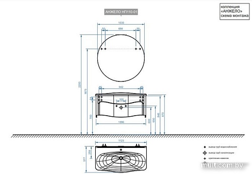 Belux Тумба под умывальник Анжело НП110-01 (1, белый глянец)