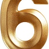 Свеча для торта Мультидом Грань Цифра 6 МС5-16 (золото)