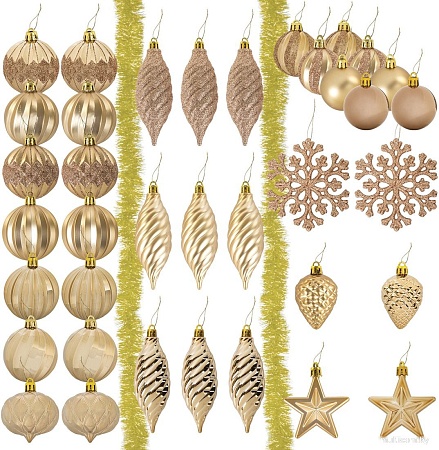 Елочная игрушка Золотая сказка 591128 (39 пр, золотистый)