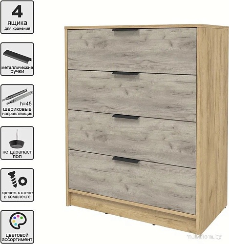 Комод Интерлиния Концепт КТ-К80 (дуб серый/дуб золотой)
