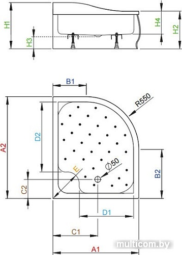Душевой поддон Radaway Korfu E 120x90 (левый) [4E91240-03L]