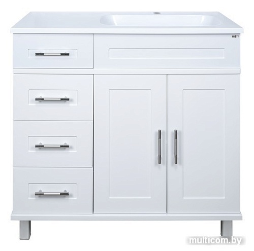 Мебель для ванных комнат Misty Купер-90 с 4 ящ. белая правая П-Куп01090-0124ЯП