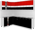 Угловая кухня Кортекс-мебель Корнелия Экстра 1.5x2.5 без столешницы (красный/черный)