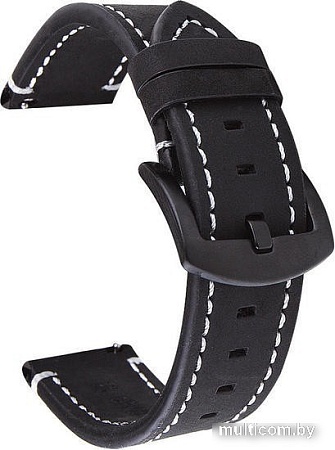Ремешок Rumi кожаный Leather GT3 22 мм (матовый черный)