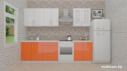 Кухня ВерсоМебель ВерсоЛайн 3-2.1 (белый 001/яркий оранжевый 008)