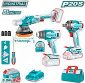 Total TOSLI240863 (гайковерт, шлифмашина, фен, 2 АКБ, сумка)