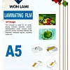Пленка для ламинирования Won Lami глянцевая A5 75 мкм, 100 л