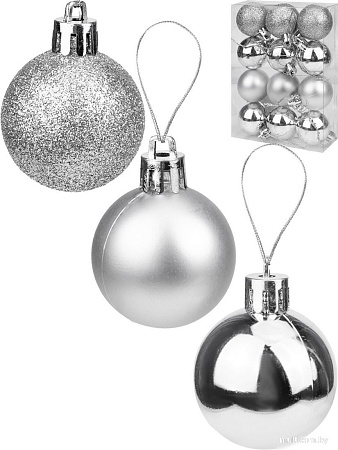 Елочная игрушка Miland Чудеса НУ-5623 (12 шт, 4 см, серебряный с узором)