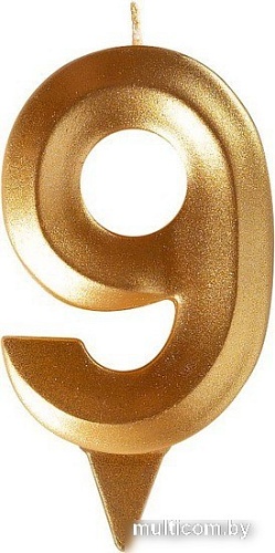 Свеча для торта Мультидом Грань Цифра 9 МС5-19 (золото)