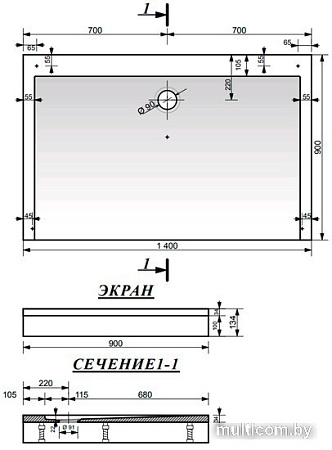 Душевой поддон Эстет Каппа 140x90 [3-0010]
