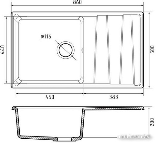 Кухонная мойка GranFest GF-LV-860L (терракот)