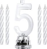 Набор свечей для торта Золотая сказка Цифра-подсвечник 5 591428