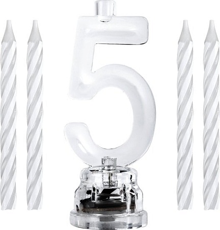 Набор свечей для торта Золотая сказка Цифра-подсвечник 5 591428