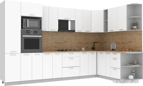 Готовая кухня Интерлиния Мила Лайт 1.88x3.4 правая (белый платинум/дуб бунратти)
