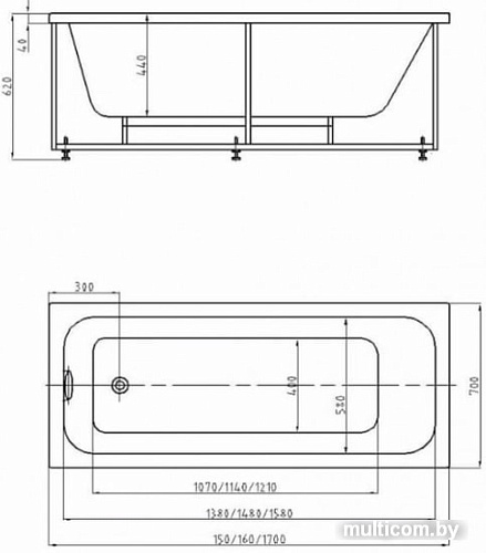 Ванна Aquatek Мия 180x80