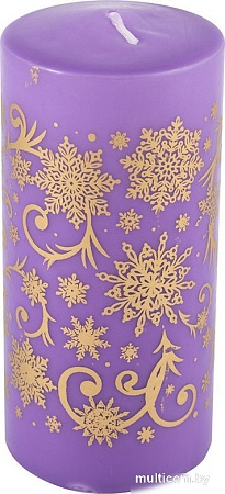 Свеча Волшебная страна Deco Christmas. Зимние узоры-2 103436 (золотистый/сиреневый)
