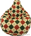 Кресло-мешок LoftyHome Груша L (велюр, клетка принт)