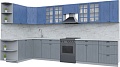 Готовая кухня Интерлиния Берес 1.7x3.5 правая (дуб лазурный/дуб серый/серый каспий)