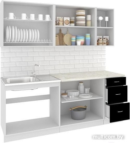 Кухня Кортекс-мебель Корнелия Мара 2.0м (салатовый/серый/королевский опал)