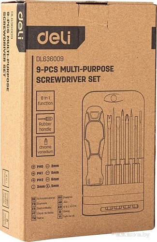 Набор отвертка с битами Deli DL636009 (8 предметов)