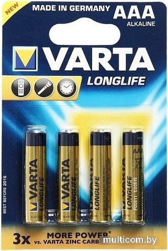Батарейка Varta Longlife ААА1 5V 4008496807802 12 шт