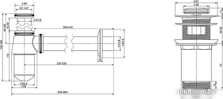 Сифон Wellsee Drainage System 182103001 (сифон, донный клапан, хром)